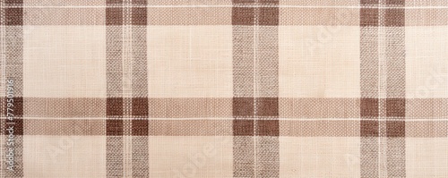 Beige close-up checkered textile background texture with copy space for text photo or product presentation 