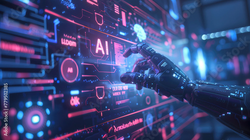 Futuristic Interface and Text "AI"