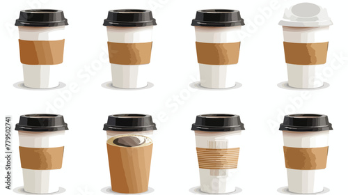 Set of paper coffee cup with cover for cappuccino ame