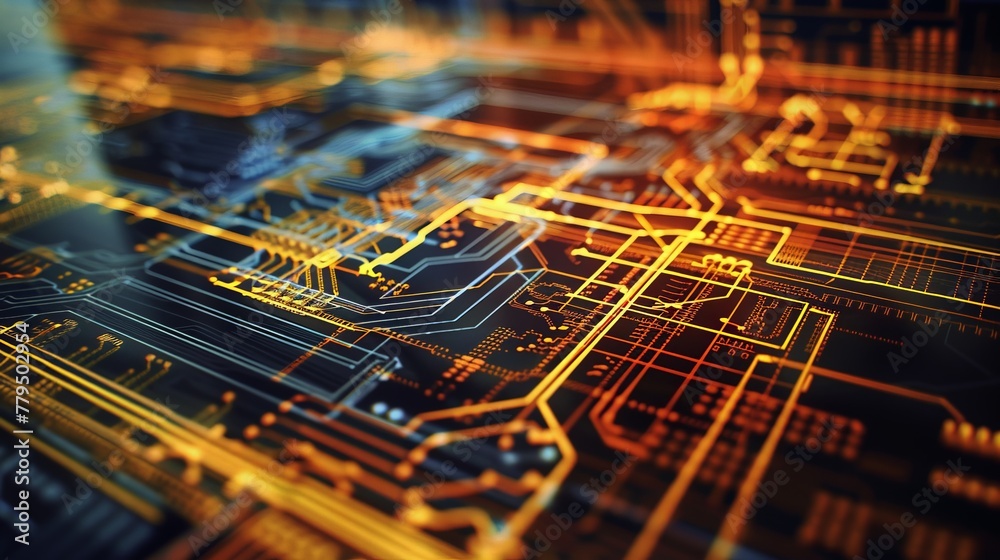 A close-up of a computer screen showing a PCB design. The design is ...