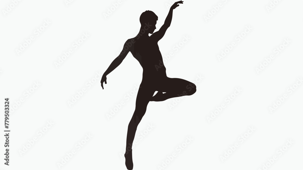 Silhouette of a slim male in dance pose. Silhouette o
