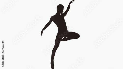 Silhouette of a slim male in dance pose. Silhouette o