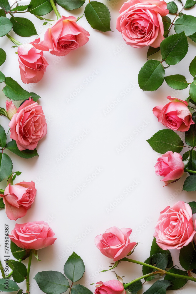 Beautiful rose around the frame for background