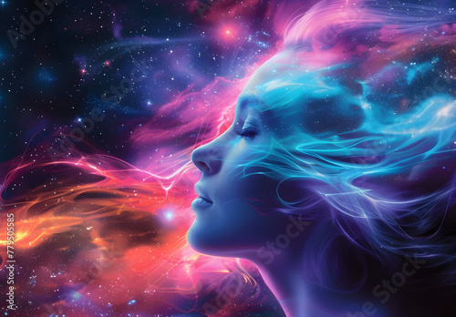 Synchronizing mind and cosmos with colorful psychic waves, cultivating spiritual wholeness and expanding mental horizons.