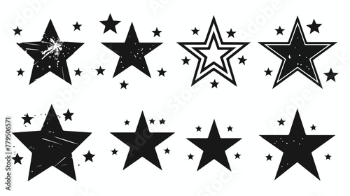 Stars on black Flat vector isolated on white background