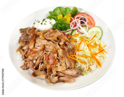 Gyros Plate with Salad - Transparent PNG Background