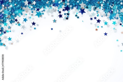 blue stars frame border with blank space in the middle on white background festive concept celebrations backdrop with copy space for text photo or presentation