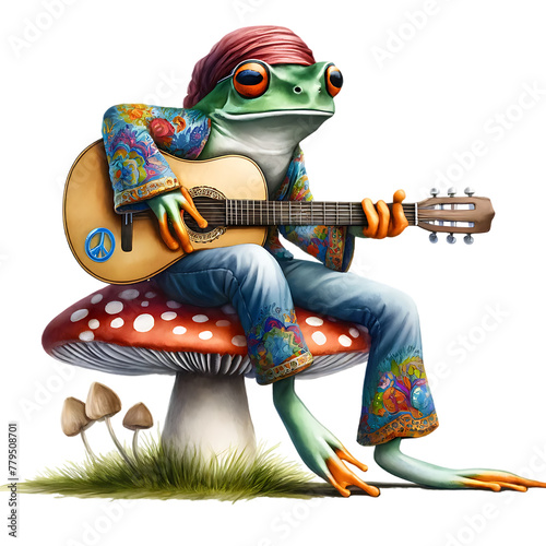 Funny Hippie Frog Clipart