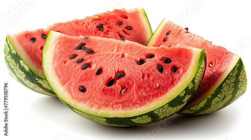 Watermelon pieces on white background