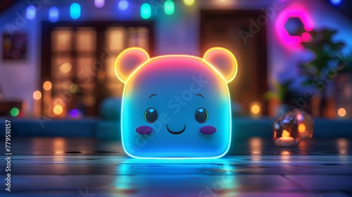 Colorful neon accents enhance the adorable appeal of our cute animal character design