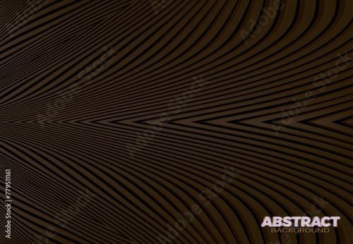 Abstract vector background with brown curved 3D stripes. Optical art style design template.