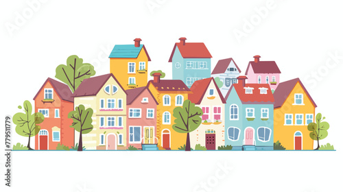 Town Flat vector isolated on white background