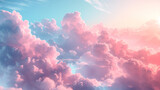 A pink and blue sky with fluffy clouds
