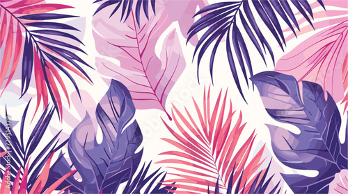 Tropical leaves seamless pattern. Palm leaves.