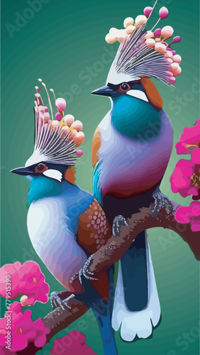 nice colorful birds vector illustrationn photo