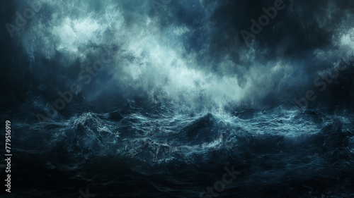 A stormy ocean with crashing waves
