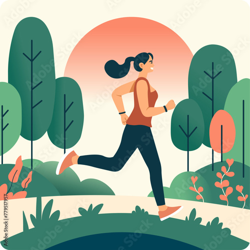 Energetic Outdoor Running Workout vector