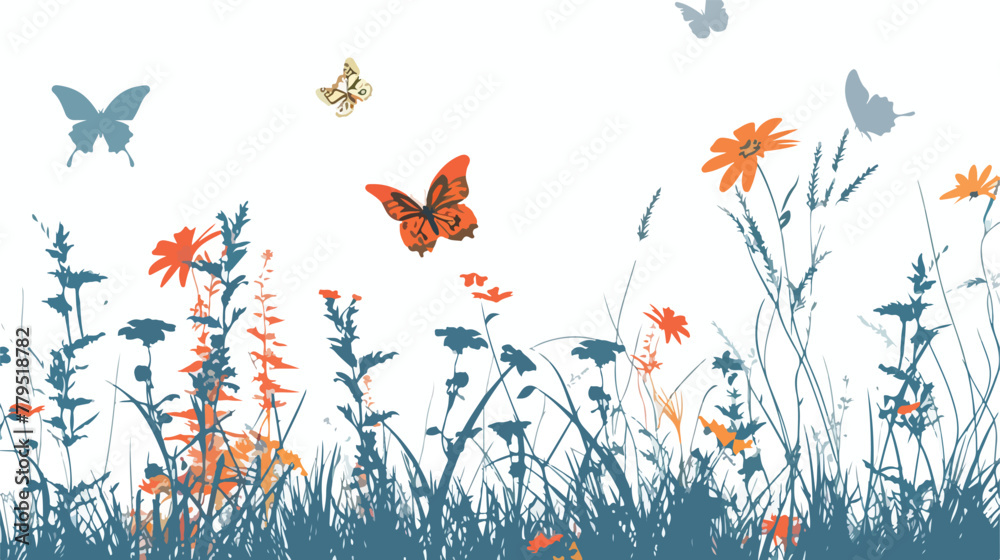 Vector illustration with images of butterflies flower Stock Vector ...