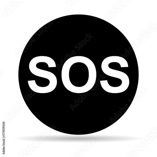 SOS help shadow icon, safety support alert design, save vector illustration