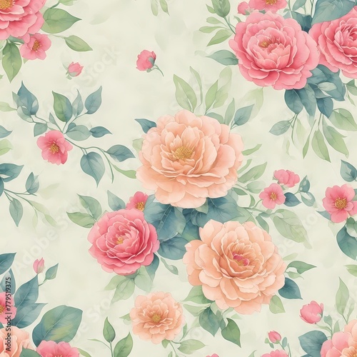 seamless pattern with pink flowers © Mr.Martelo