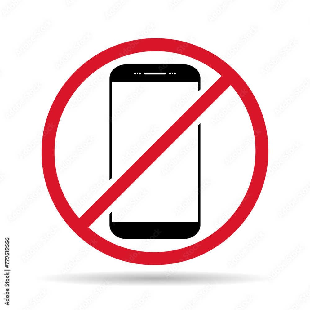 Mobile forbidden shadow icon, no use phone sign, ban smartphone label vector illustration Mobile forbidden shadow icon, no use phone sign, ban smartphone label vector illustration