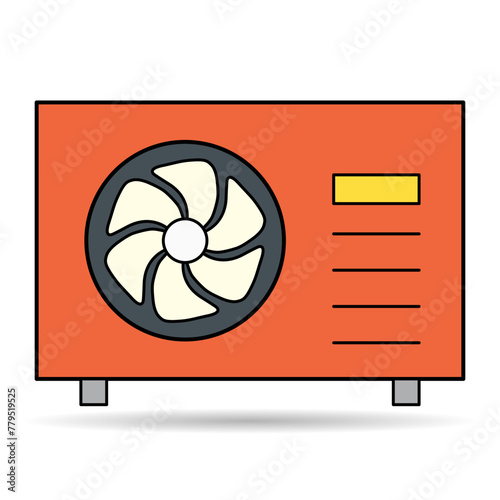 Heat pump air source shadow icon, cooling electric system machine, cool web vector illustration