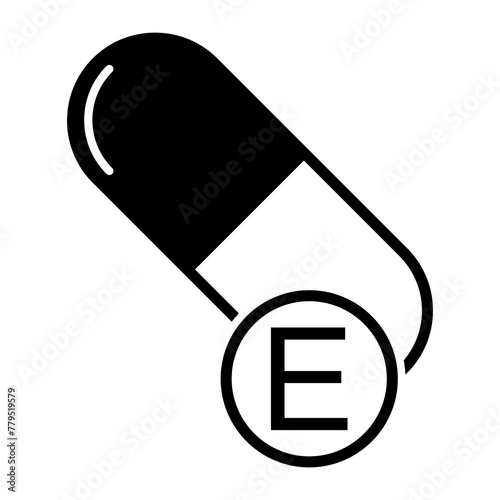 Vitamin E icon, healthy medicine pill supplement symbol, complex mineral vector illustration