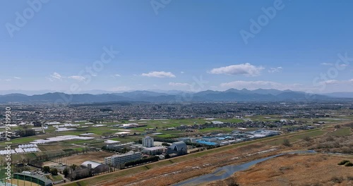 空撮 - 埼玉県 本庄市 市街地 日本の都市風景 観光 ビジネス 左ドリーアウト photo