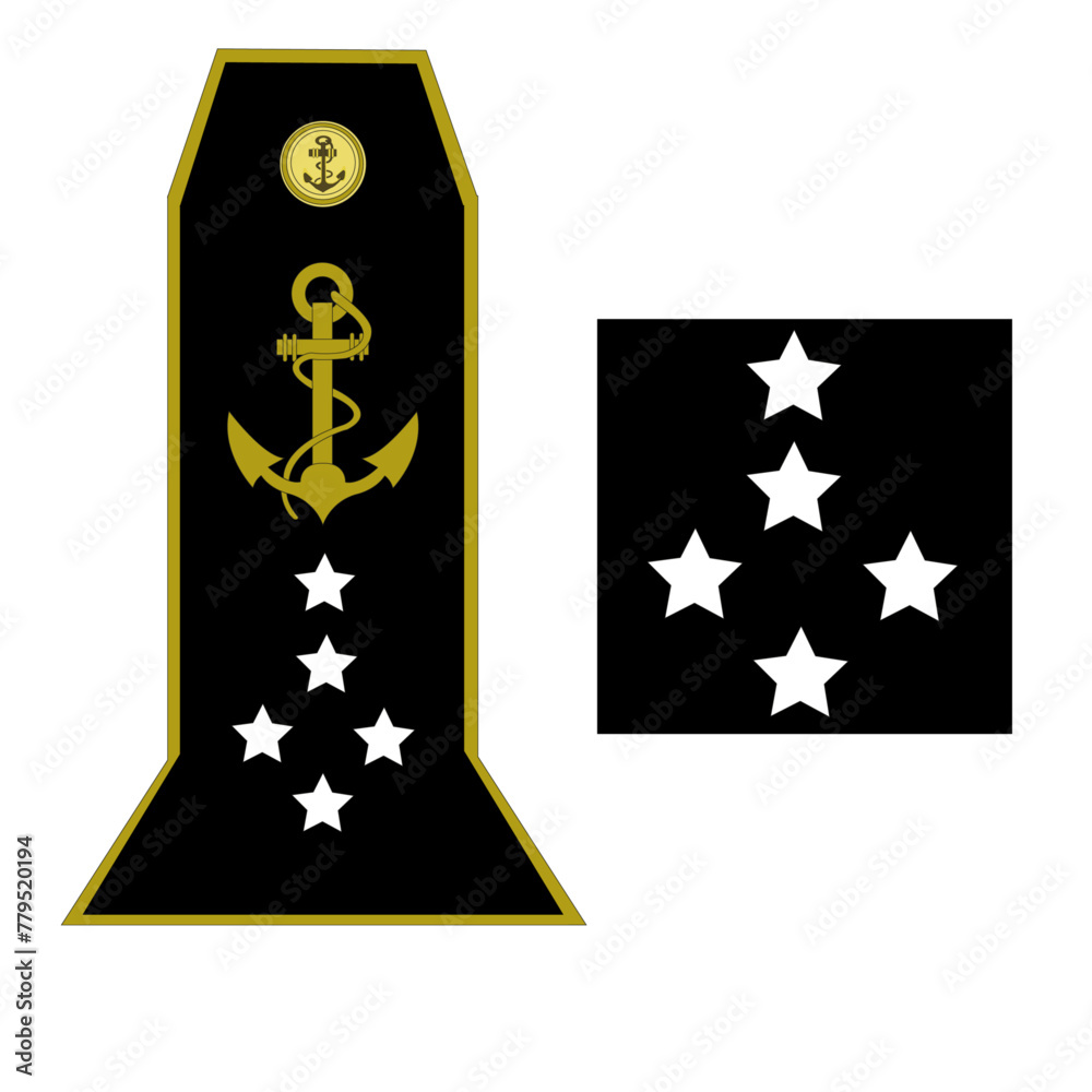 Galon de l'armée de la marine nationale française des officiers généraux: amiral  - obrazy, fototapety, plakaty 