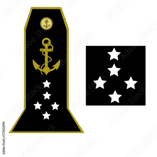 Galon de l'armée de la marine nationale française des officiers généraux: amiral 