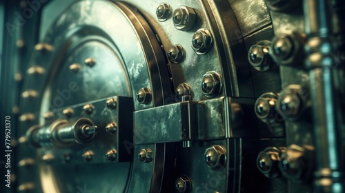 Lock on a bank vault, close-up, vault, lock, security, protection, finance, money, safe, deposit, key, access, enclosure, safety, solid,a, unit, strongbox, private, cipher, safeguard, metal, asset, tr photo