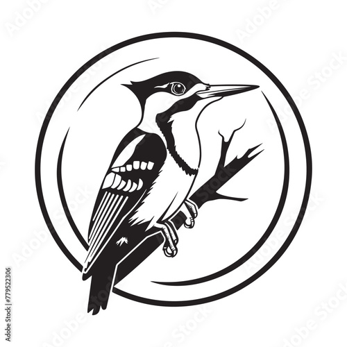 Woodpecker Bird Circle Woodpecker Bird Logo Stock Vector photo