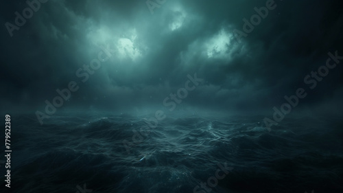 A dark and stormy ocean with a lot of water