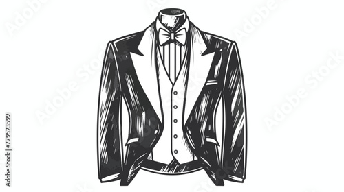 Wedding tuxedo vector sketch icon isolated on background