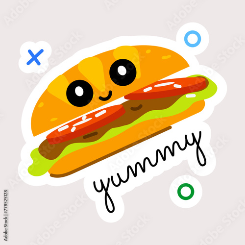 An eye catchy flat sticker of yummy burger 