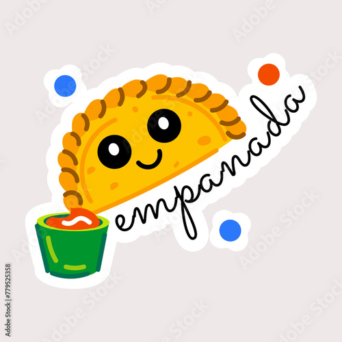 A cute flat sticker of empanada