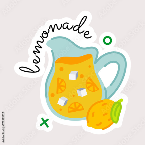 A trendy flat sticker of lemonade jug 