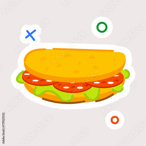 Get a flat sticker of sub burger 