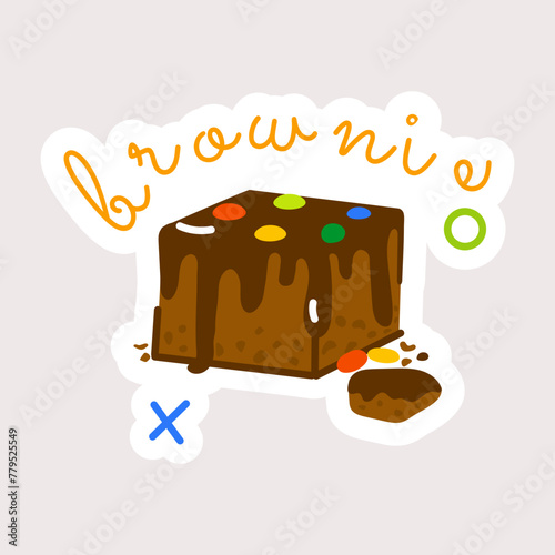A flat sticker of chocolate brownie 