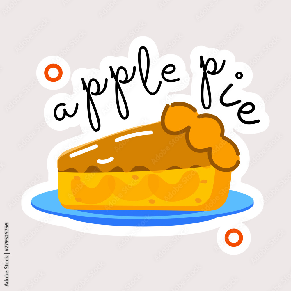 Check out flat sticker of apple pie slice Check out flat sticker of apple pie slice