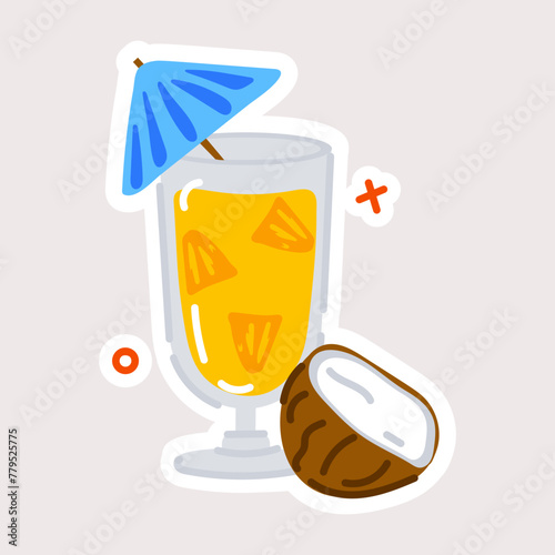 Download flat sticker of coconut juice 