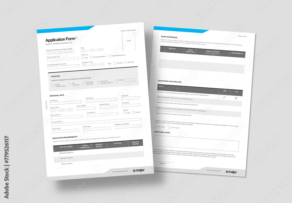 Application Form Template Stock Template | Adobe Stock