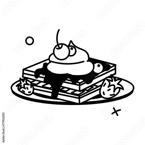 A glyph sticker of belgian waffles 