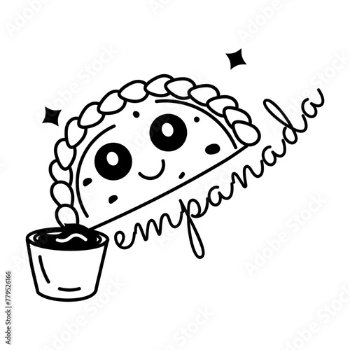 A cute glyph sticker of empanada
