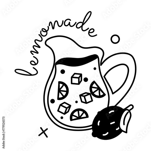 A trendy glyph sticker of lemonade jug 