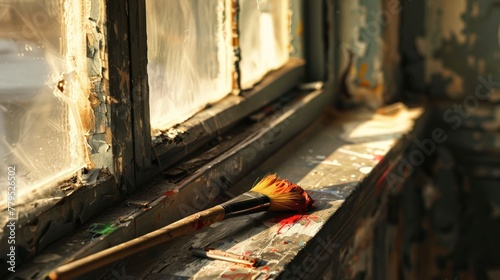 A brush is laying on a window sill © crazyass