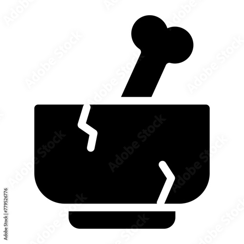 Mortar with bone primitive icon