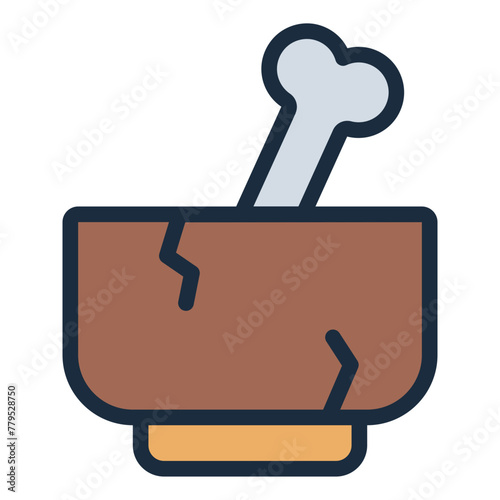 Mortar with bone primitive icon