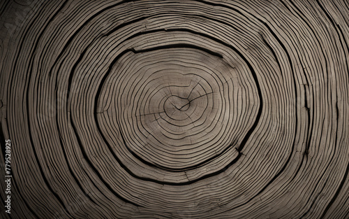 Warm gray cut wood texture. Detailed black and white texture of a felled tree trunk or stump. Rough organic tree rings with close up of end grain