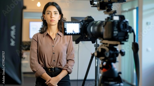 Standing by the camera photo